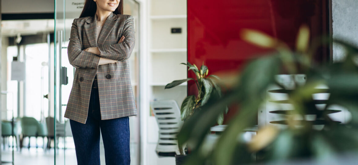 Portrait of young business woman in office