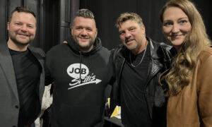 Job Skills Ray Rauth with Doc Walker in Wingham, Ontario for the Great Canadian Road Trip with Jason McCoy, Doc Walker, and Michelle wright. Picture taken inside Wingham Town Hall Theatre.