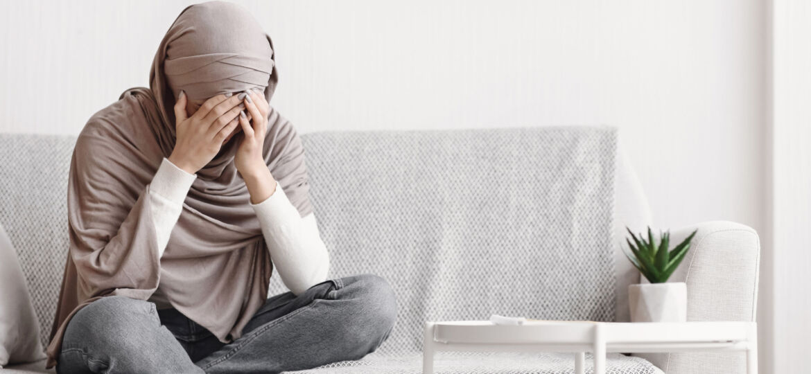 Woman, Arabic, Sad, couch