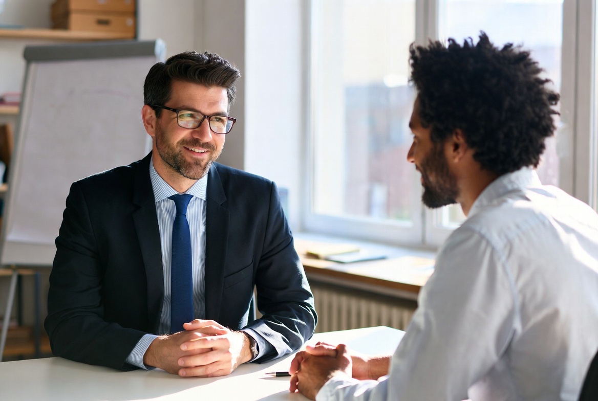 Manager and employee having a stay interview conversation