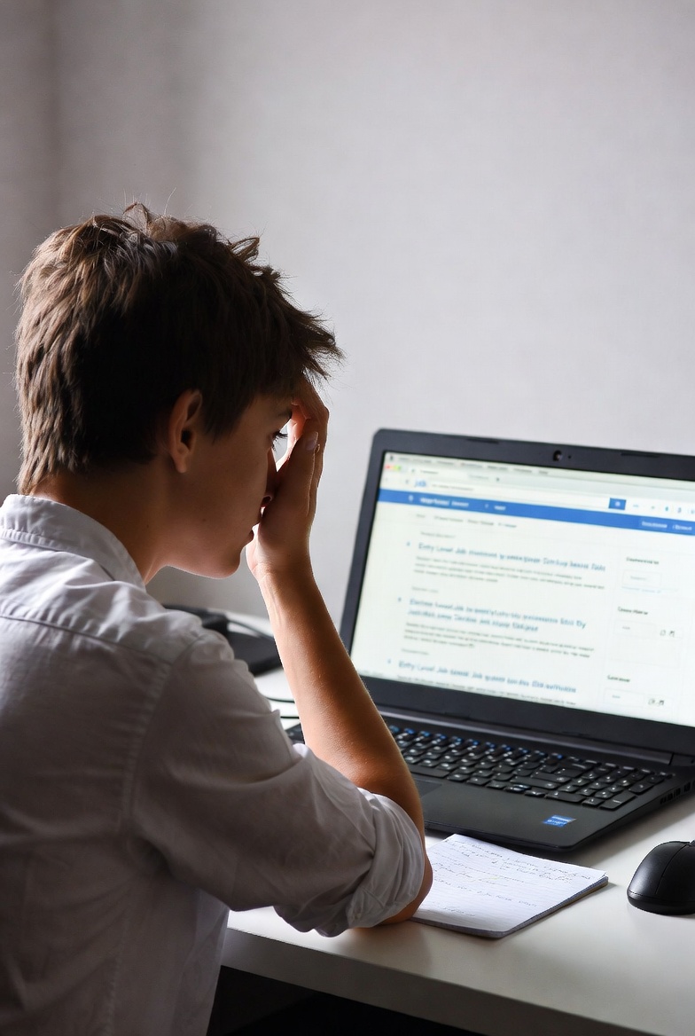 Young person applying for jobs online