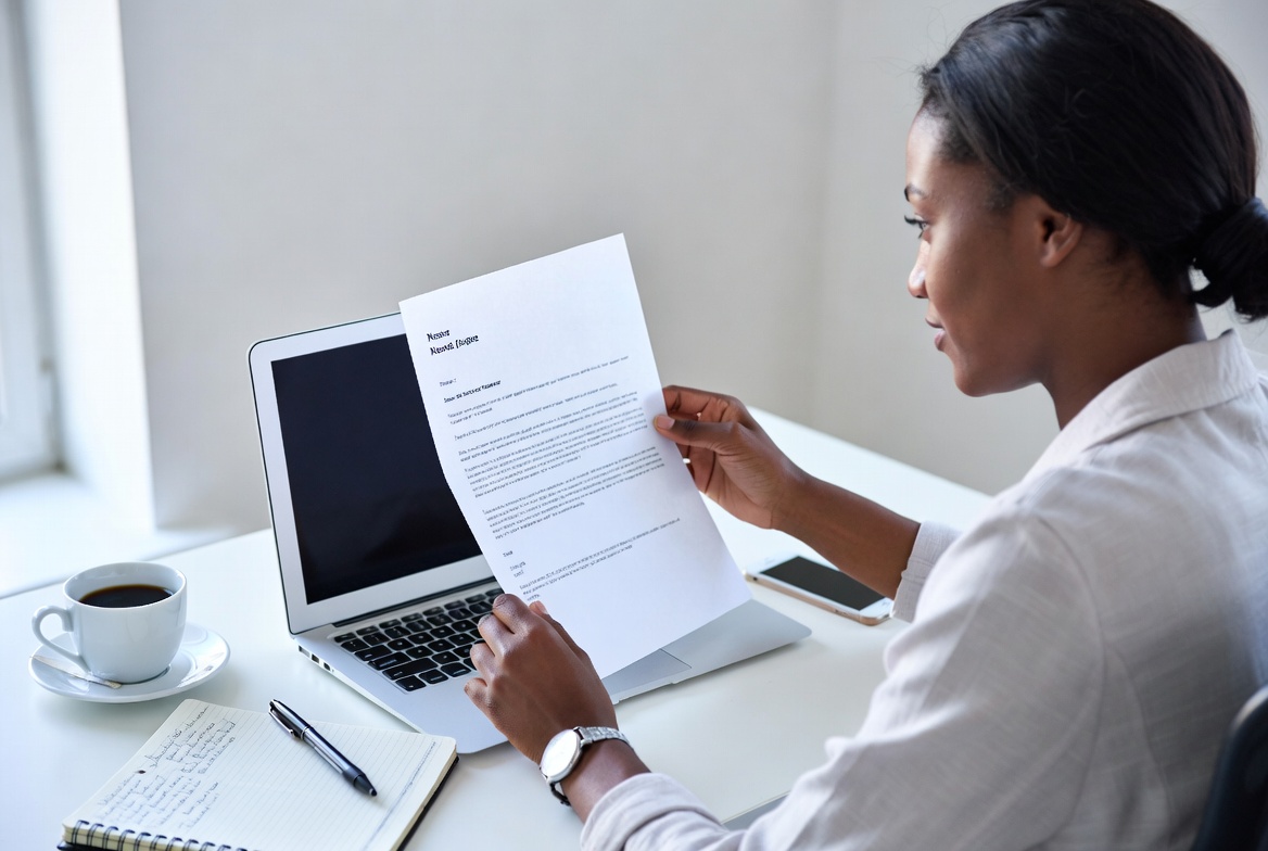 Job seeker reviewing resume