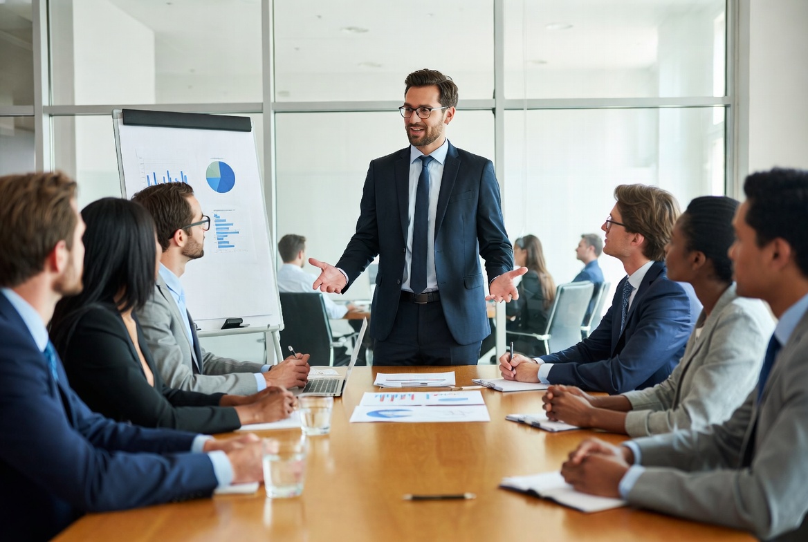 HR consultant discussing an employee engagement action plan