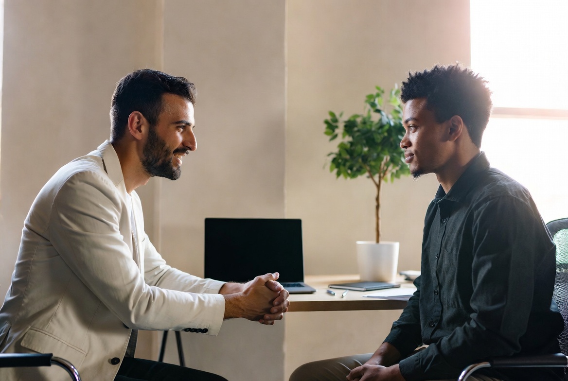 Manager having a supportive conversation with an employee