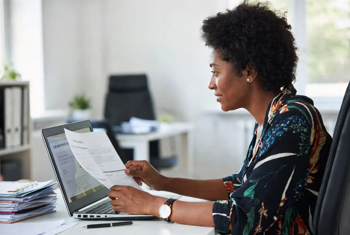 Job seeker reviewing applications