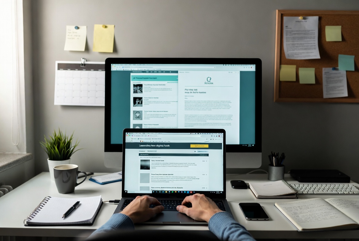 Person learning digital skills and reviewing job postings