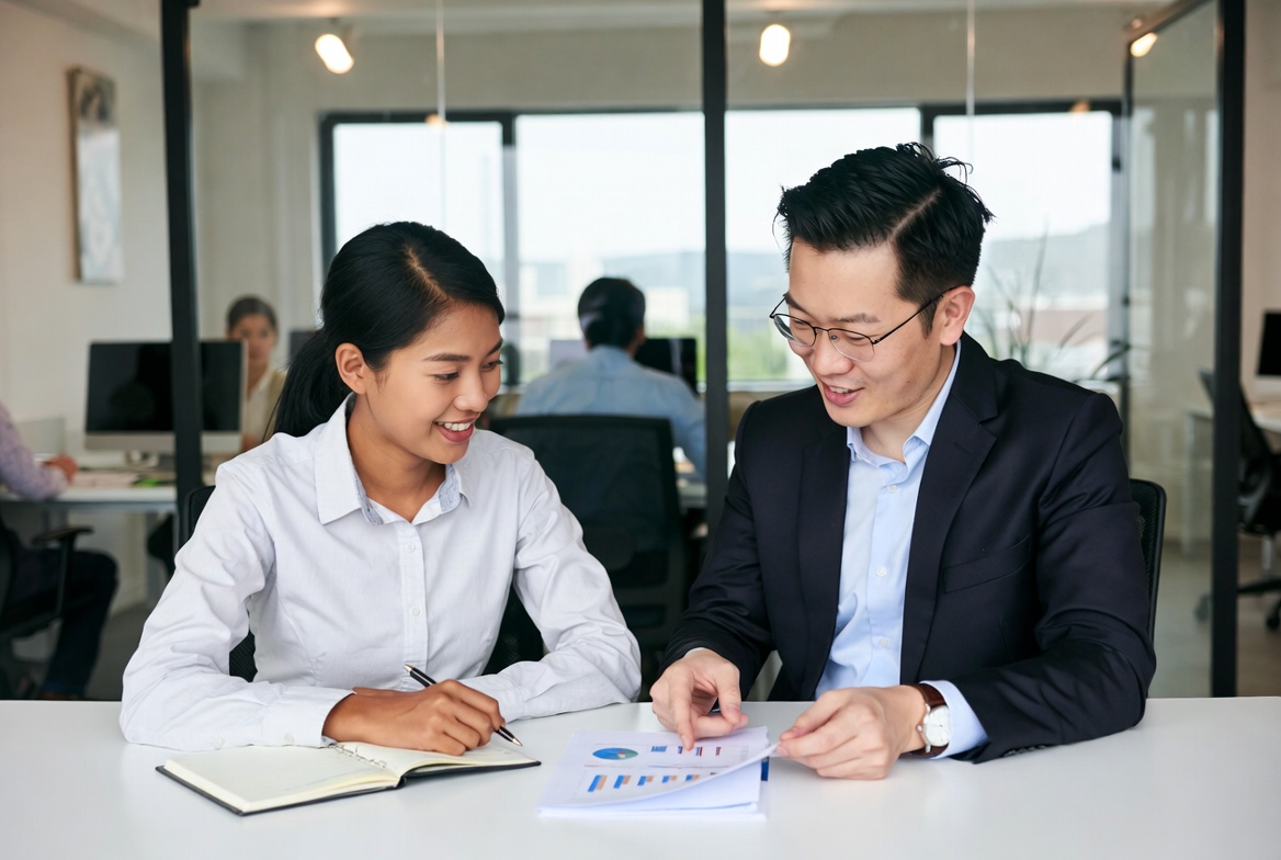 Business advisor supporting a newcomer entrepreneur