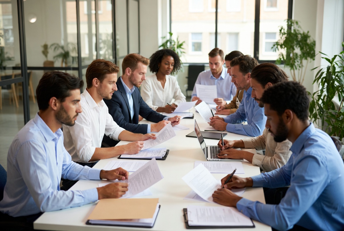 Hiring managers reviewing job applications