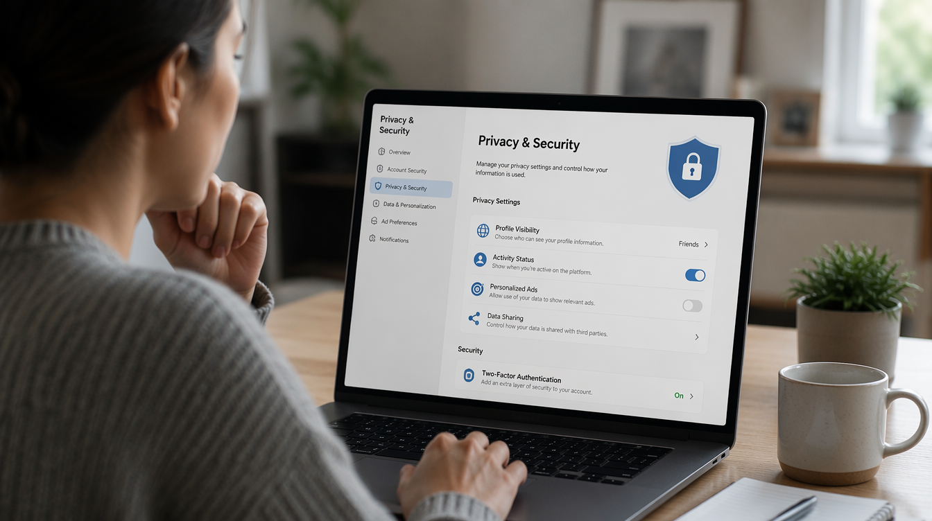 Person reviewing privacy and security settings on a device