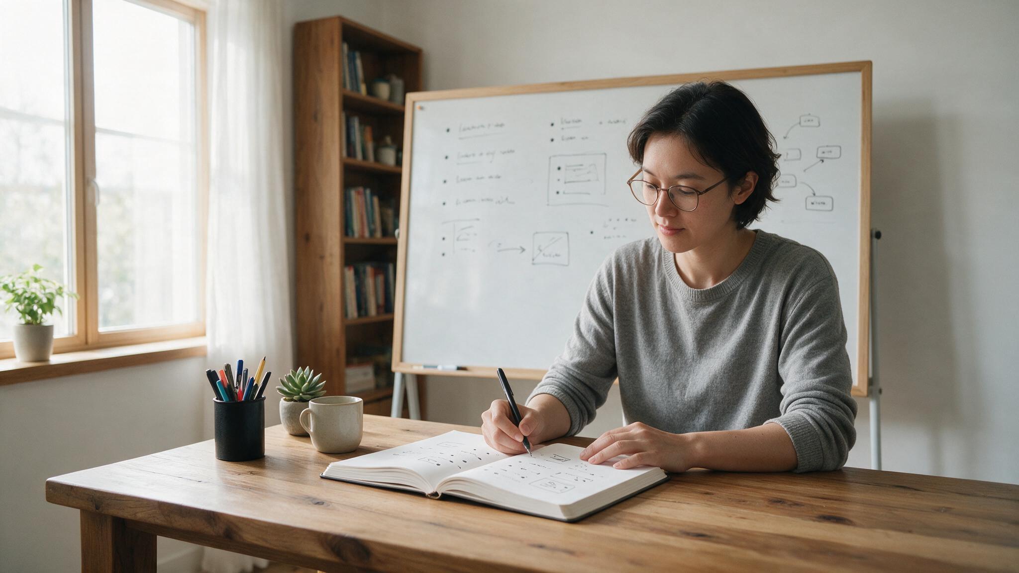 Person writing out a simple business plan
