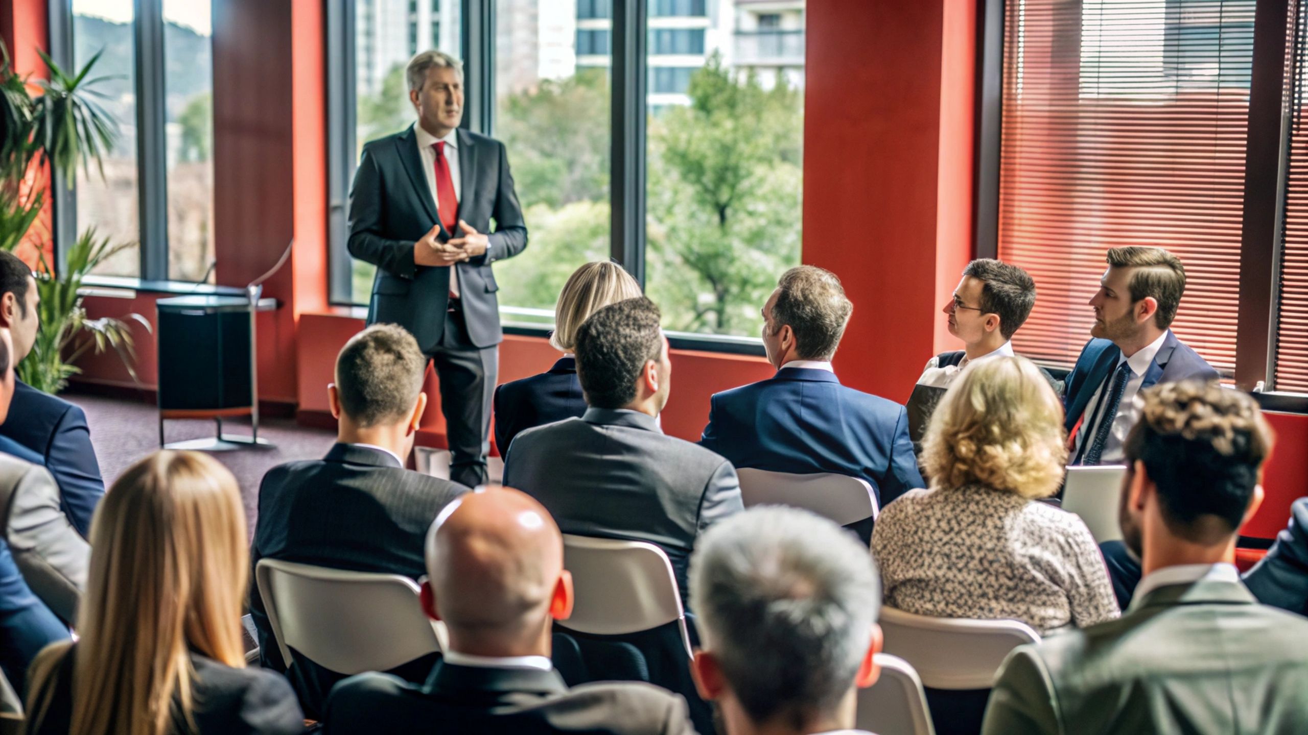 Speakers presenting to an audience at a business meeting, representing The Salvation Army information and hiring practices session hosted by Job Skills